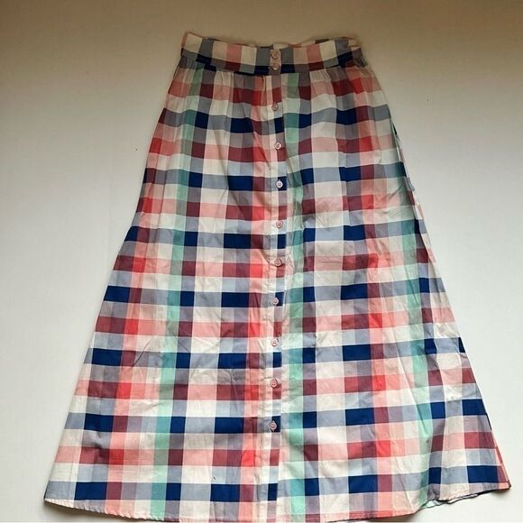 ASOS Midi Multicolor Gingham Button Down Skirt Size 2 NWT - Picture 2 of 7